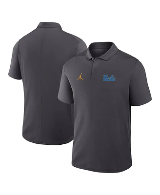 Jordan Men's Anthracite Ucla Bruins Primetime Victory Primary Logo Performance Polo Shirt