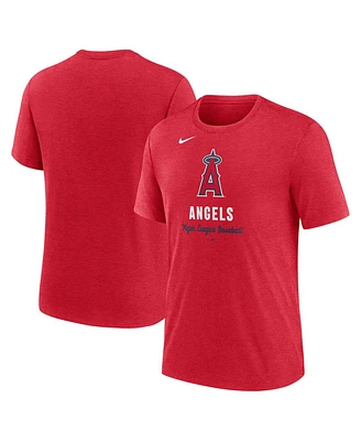 Nike Men's Heather Red Los Angeles Angels Logo Tri-Blend T-Shirt