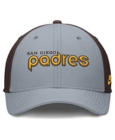 Nike Men's Gray/Brown San Diego Padres Rise Swoosh Performance Flex Hat