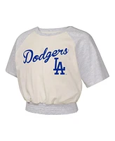 Outerstuff Big Girls Cream Los Angeles Dodgers Curve Ball Fashion Raglan T-Shirt