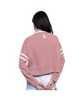 Starter Women's Pink Los Angeles Dodgers Power Play Cropped Pullover Sweatshirt