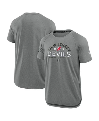 Fanatics Men's Heather Gray New Jersey Devils 2025 Stanley Cup Playoffs Authentic Pro Rink Performance T-Shirt