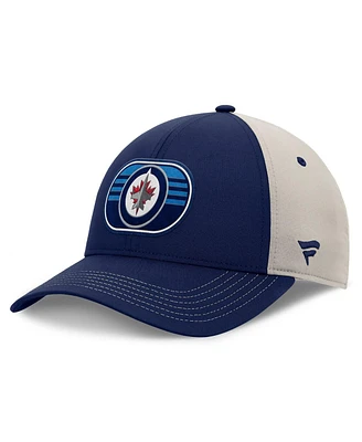 Fanatics Men's Navy/Gray Winnipeg Jets 2025 Stanley Cup Playoffs Locker Room Trucker Adjustable Hat