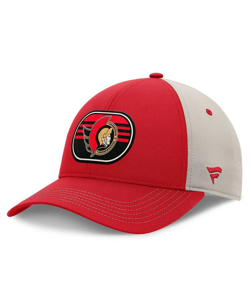 Fanatics Men's Red/Gray Ottawa Senators 2025 Stanley Cup Playoffs Locker Room Trucker Adjustable Hat