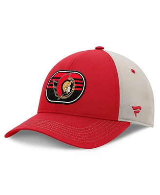 Fanatics Men's Red/Gray Ottawa Senators 2025 Stanley Cup Playoffs Locker Room Trucker Adjustable Hat