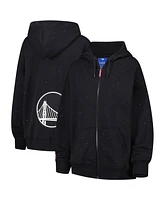 Terez Women's Black Golden State Warriors Oversized Allover Gemstone Full-Zip Hoodie