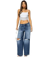 Edikted Women's Xenia Distressed Low Rise Jeans
