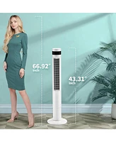 Cowsar Tower Fan Portable Floor Fans 85°Oscillating Fan 43'' Quiet Cooling 12H Timer Remote Control Standing Bladeless Electric 3 Speeds Wind 3 M