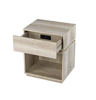 24" Brown Manufactured Wood Rectangular End Table With Drawer With Shelf