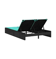 Double Sun Lounger with Cushions Poly Rattan