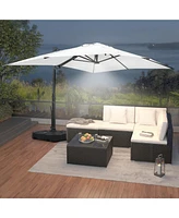 Mondawe 156"W x 120"D Rectangular Cantilever Umbrella with Detachable -level Brightness Led Light