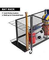 Mythinglogic Sports Organizers Rack with Wheels for Garage, Large Capacity Sports Equipment Storage Rack