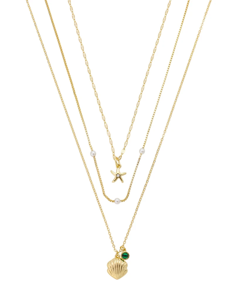 Unwritten Cubic Zirconia Sea Life Pendant Layered Necklace Set