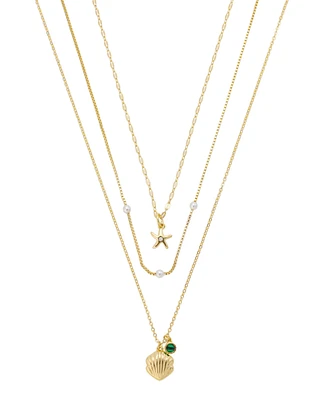 Unwritten Cubic Zirconia Sea Life Pendant Layered Necklace Set
