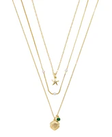Unwritten Cubic Zirconia Sea Life Pendant Layered Necklace Set