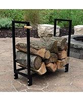 30-Inch Firewood Log Rack - Small Fireplace or Fire Pit Wood Storage Holder - Bronze