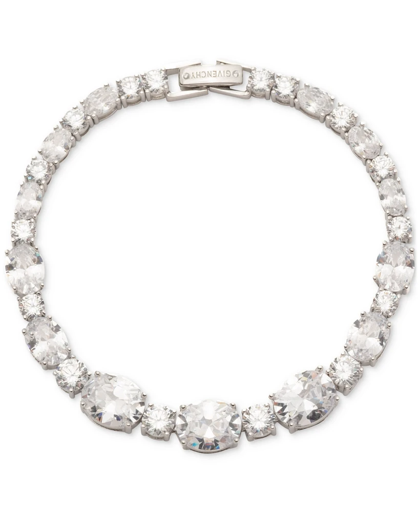 Givenchy Silver-Tone Mixed-Cut Cubic Zirconia Tennis Bracelet