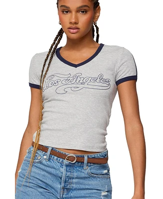 Edikted Women's Los Angeles Contrast T Shirt