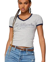 Edikted Women's Los Angeles Contrast T Shirt