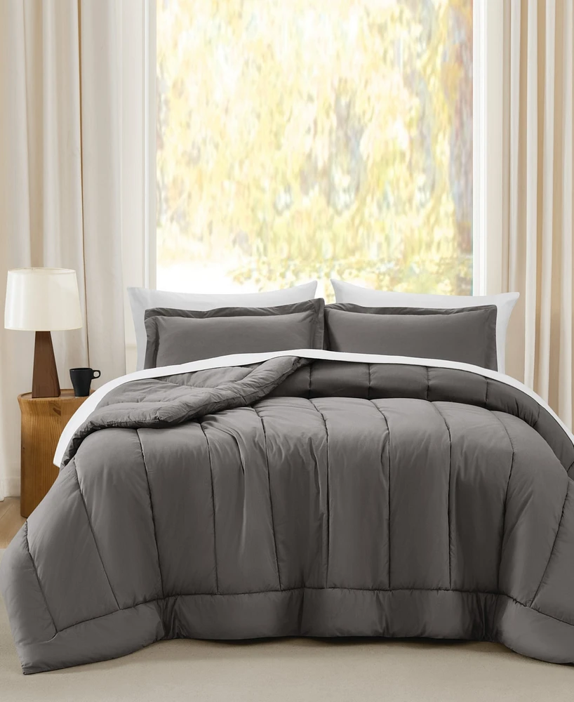 Brooklyn Loom Oversized Cotton Percale 3-Pc. Comforter Set