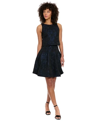 Muse Women's Textured-Rose Pleated Bubble-Hem Skirt