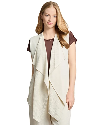 Jones New York Women's Cascade-Lapel Open-Front Vest