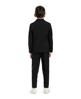 OppoSuits Boys Black Knight Slim Fit Solid Suit Including Blazer, Pants and Clip-On-Tie