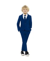 OppoSuits Boys Navy Royale Solid Slim Fit Suit Including Blazer, Pants and Clip-On-Tie