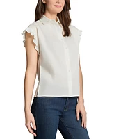 Jones New York Women's Ruffled-Cuff Short-Sleeve Blouse