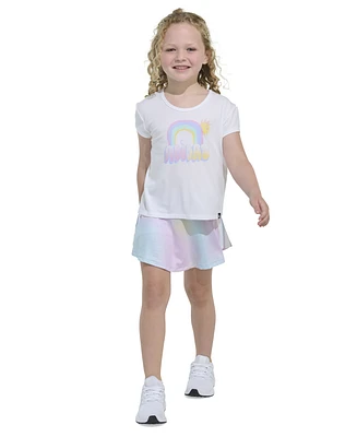 adidas Toddler and Little Girls 2-Piece Pleated T-Shirt Printed Flounce Skort Set