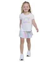 adidas Toddler and Little Girls 2-Piece Pleated T-Shirt Printed Flounce Skort Set