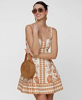 Avec Les Filles Women's Floral-Print Bustier Mini Dress