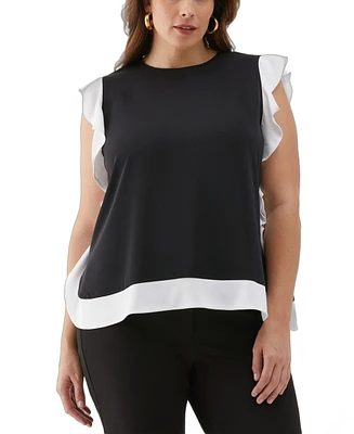 Ella Rafaella Plus Flounce Trim Sleeveless Top