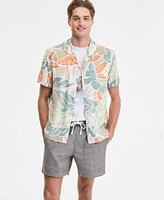 Sun Stone Mens Cutler Leaf Print Camp Shirt Lava Flow Graphic T Shirt Chase 6 Linen Blend Shorts Exclusively At Macys