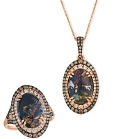 Le Vian Aquadite (4 ct. t.w.) Nude Diamond (1/3 ct. t.w.) & Chocolate Diamond (3/8 ct. t.w.) Pendant Necklace Set in 14k Rose Gold, 20"