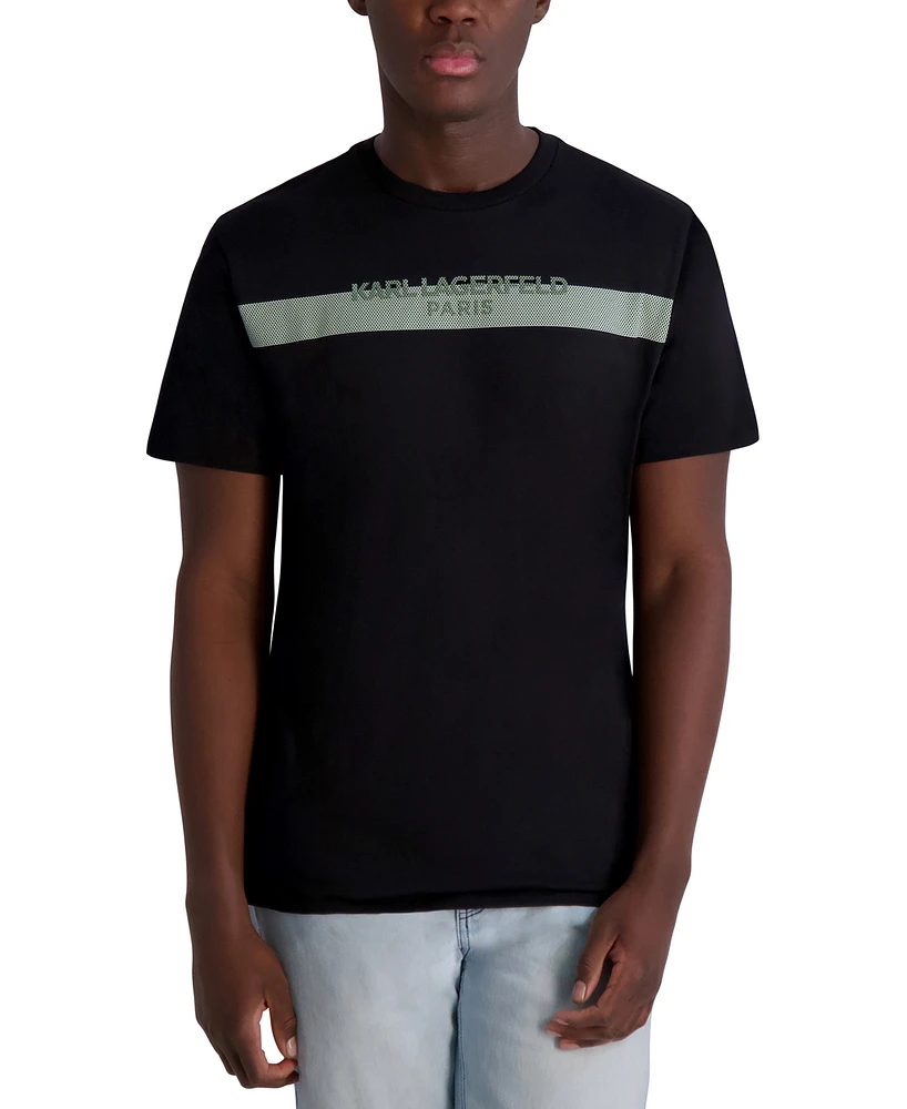 Karl Lagerfeld Paris Men's Stripe Logo T-Shirt