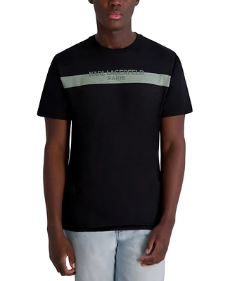 Karl Lagerfeld Paris Men's Stripe Logo T-Shirt
