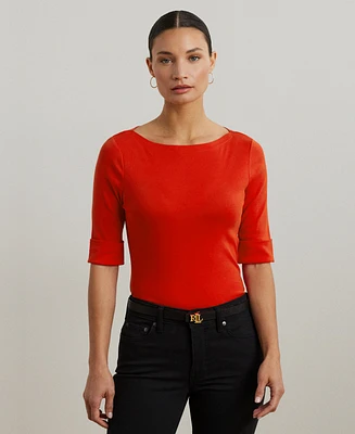 Lauren Ralph Stretch Cotton Boatneck T-Shirt