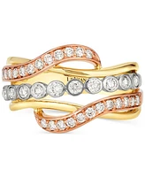 Le Vian Nude Diamond Multirow Crossover Ring (3/4 ct. t.w.) in 14k Tricolor Gold
