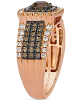 Le Vian Chocolate Diamond & Nude Diamond Multirow Halo Ring (1-1/3 ct. t.w.) in 14k Rose Gold