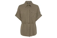 Olsen Women's Camp Shirt Drawstring Waist