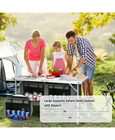 Gymax Folding Camping Table Aluminum Height Adjustable w/ Storage Organizer