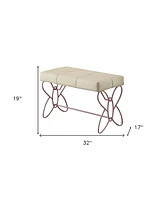Tufted Faux Leather Upholstered Bench for Entryway, Bedroom, or Living Room