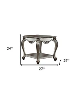 Rustic Solid Wood Side Table with Lower Display Shelf