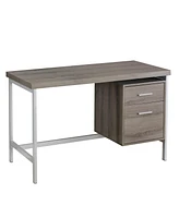 24" Grey and Black Computer Desk With Two Drawers