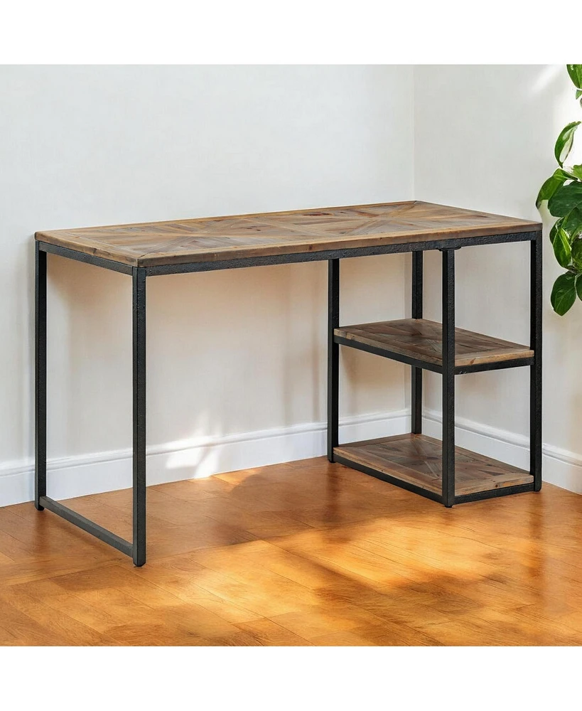 50" Brown and Black Solid Wood Writing Desk