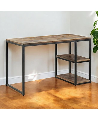 50" Brown and Black Solid Wood Writing Desk