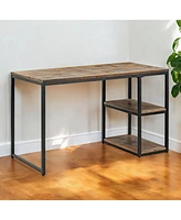 50" Brown and Black Solid Wood Writing Desk