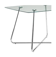 Sophisticated Glass and Metal Pedestal Dining Table – A Bold Statement Piece