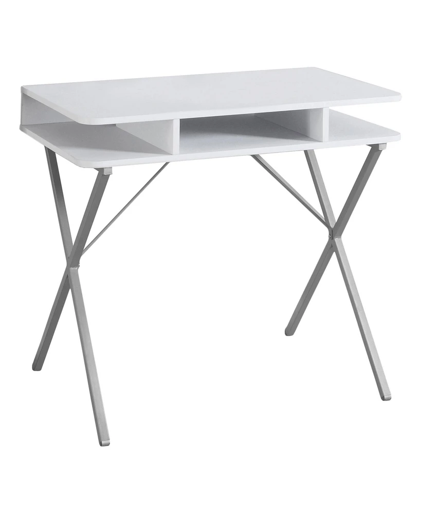 Modern Computer Desk with Sleek Metal Frame and Wood Top